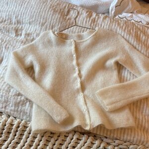 Sezane Cream Button-Up Cardigan